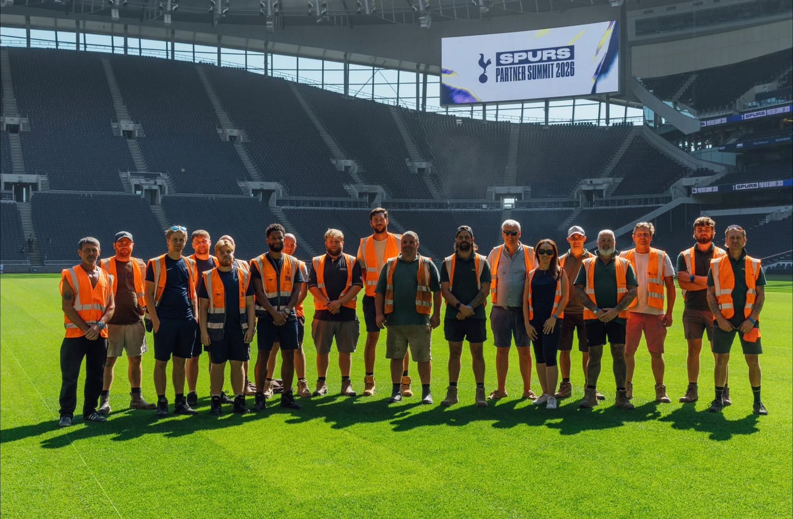 The Fineturf groundsmen together on the pitch